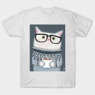 Hot Coffee Cat in Lopapeysa T-Shirt